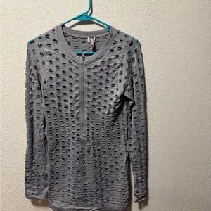 Gray Textured Long Sleeve dress